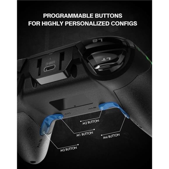 PC Wireless Controller, Gaming Controller with Dual Vibration and 4 Programmable - Picture 3 of 7
